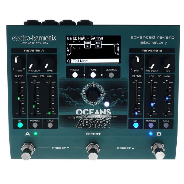Electro Harmonix Oceans Abyss Dual Stereo Reverb Pedal
