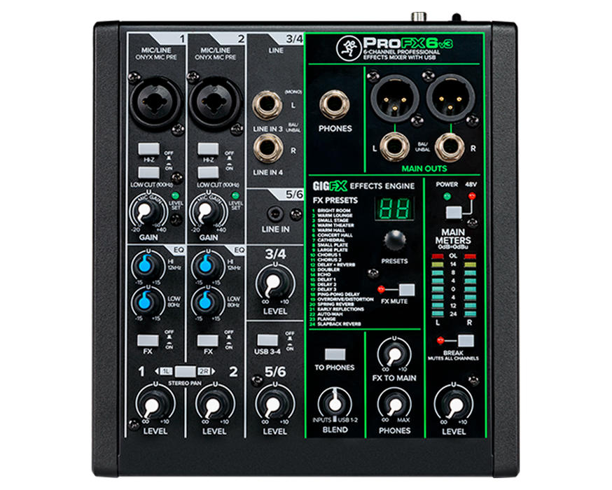 Mackie ProFX6v3 6-channel Mixer with USB and Effects