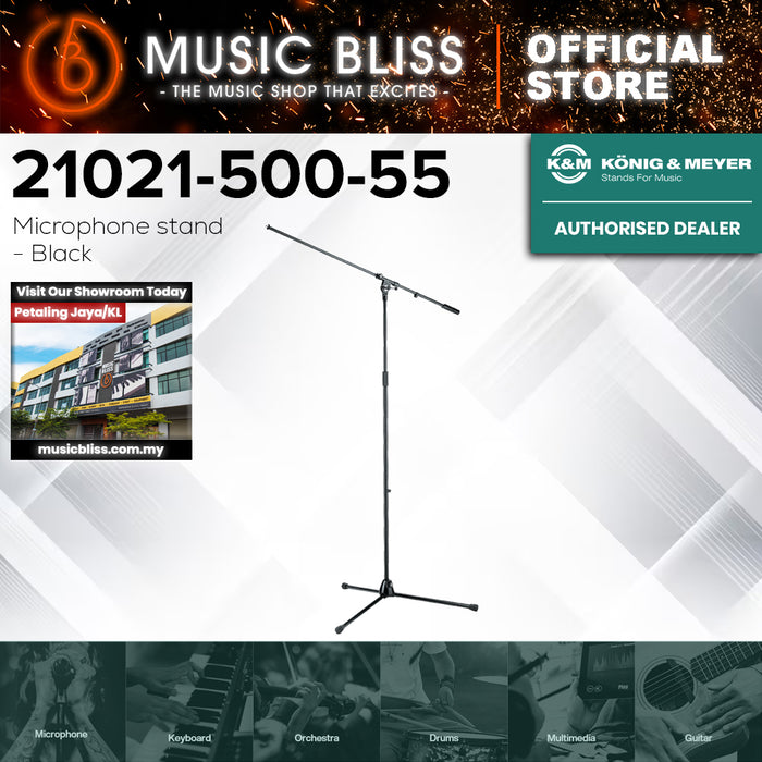 K&M 21021 Extra Tall Boom Microphone Stand - Black