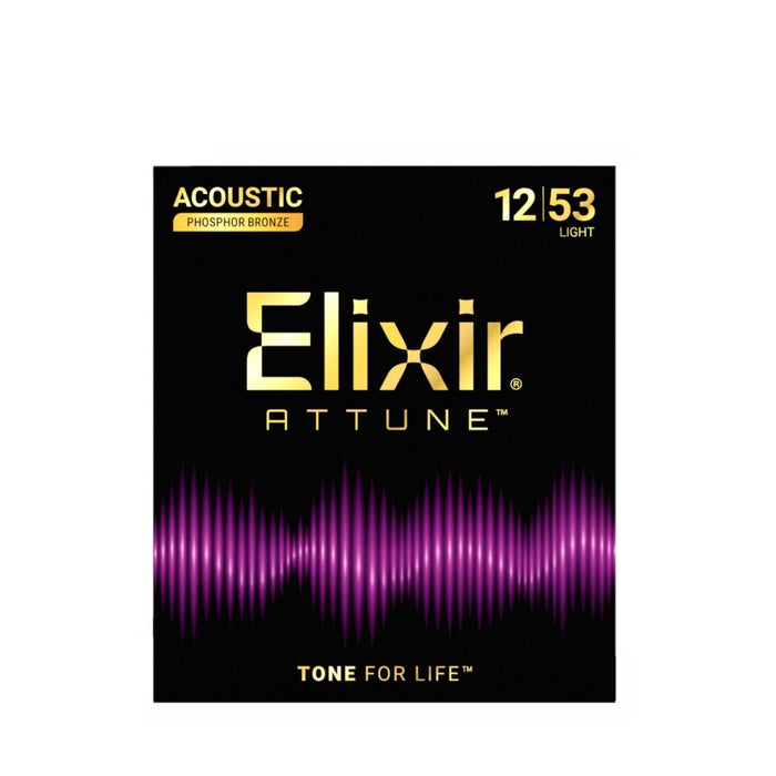 Elixir 21052 Attune Phosphor Bronze Acoustic Guitar Strings, Light, 12-53 Gauge