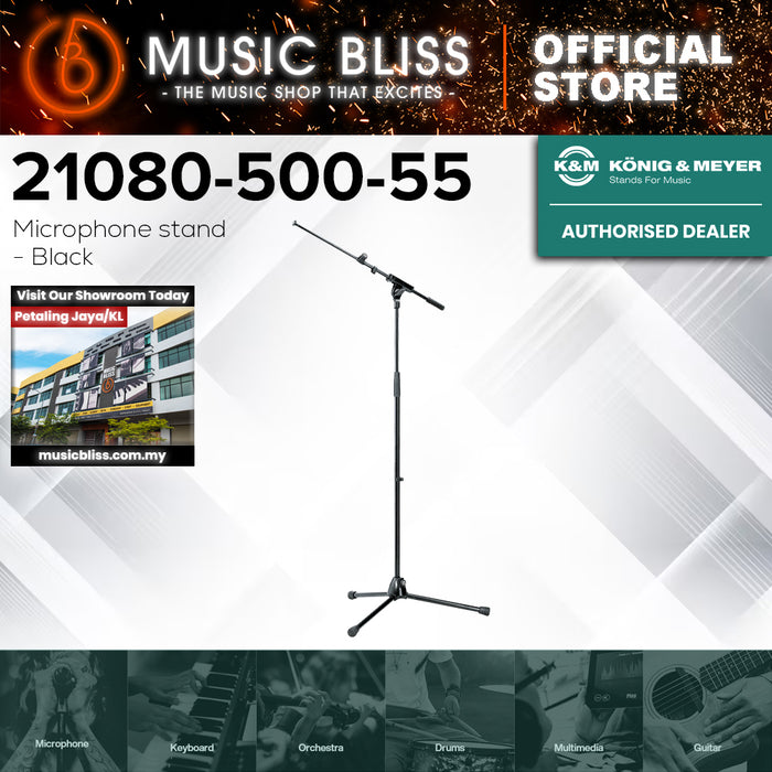 K&M 210/8 Microphone Stand with Telescoping Boom - Black