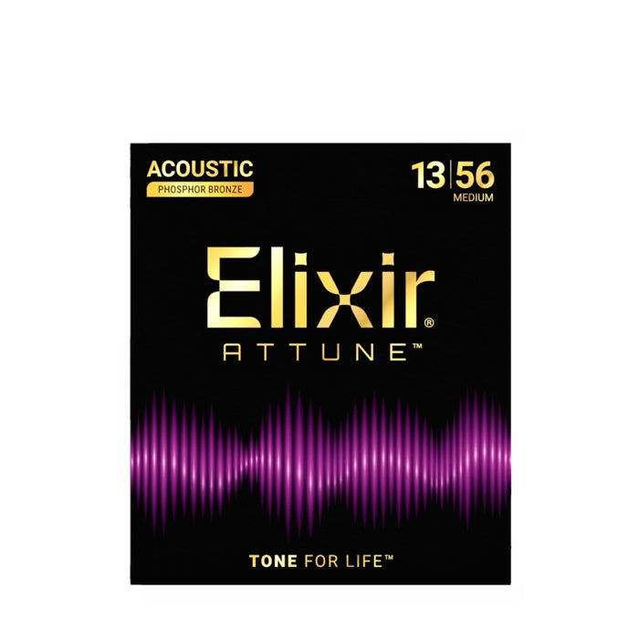 Elixir Strings 21102 Attune Phosphor Bronze Acoustic Guitar Strings, Medium, 13-56 Gauge
