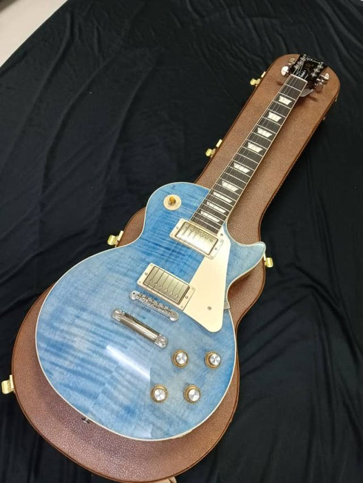 [SN 214540130] CERTIFIED USED GIBSON LES PAUL STANDARD 60S FIGURED TOP ELECTRIC GUITAR - OCEAN BLUE (2024)