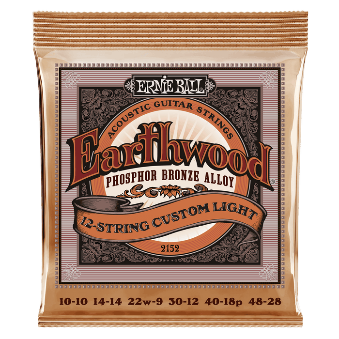 Ernie Ball 2152 12-string Custom Light Earthwood Phosphor Bronze Acoustic Guitar Strings