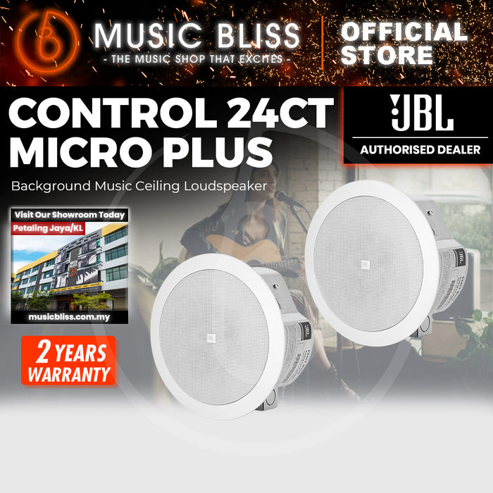 JBL Control 24CT MicroPlus 4.5" 2-Way 25W 70V/100V Ceiling Speaker - Pair - White