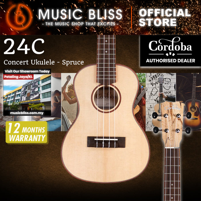 Cordoba 24C Concert Ukulele - Spruce Top, Maple Back and Sides