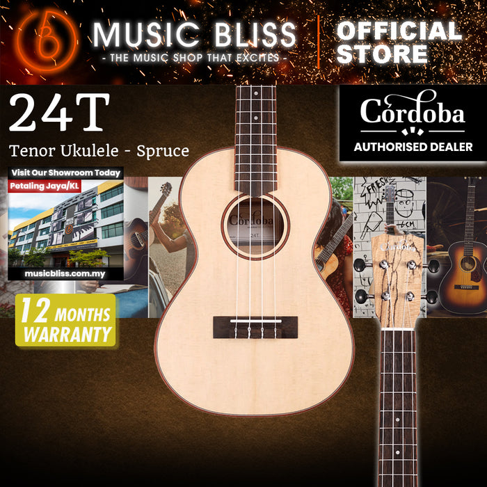 Cordoba 24T Tenor Ukulele - Spruce Top, Maple Back & Sides