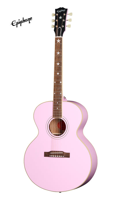 (Epiphone Inspired by Gibson Custom) Epiphone J-180 LS Acoustic-Electric Guitar - Pink - Music Bliss Malaysia