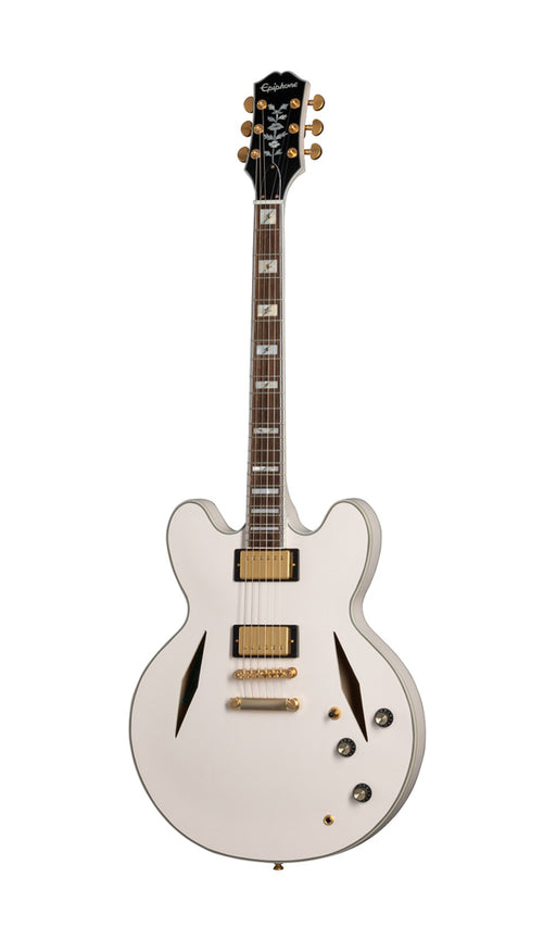 Epiphone Emily Wolfe "White Wolfe" Sheraton Semi-Hollow Electric Guitar, Case Included - Aged Bone White - Music Bliss Malaysia