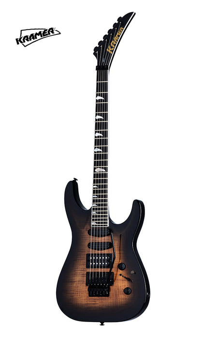 Kramer SM-1 Figured Left-handed Electric Guitar - Black Denim Perimeter