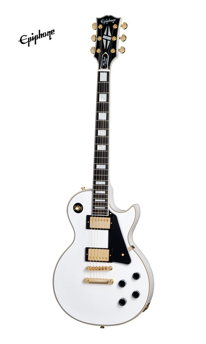 (Epiphone Inspired by Gibson Custom) Epiphone Les Paul Custom Electric Guitar - Alpine White - Music Bliss Malaysia