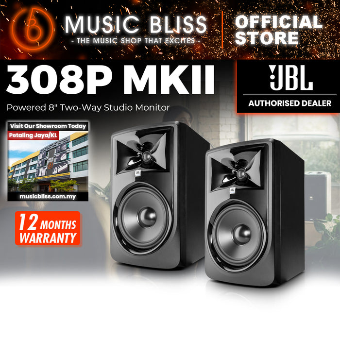 JBL 308P MKII Powered 8" 2-Way Studio Monitor - Pair