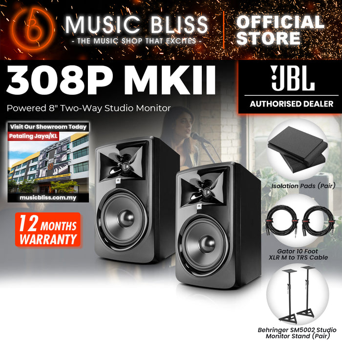 JBL 308P MKII Powered 8" 2-Way Studio Monitor - Pair