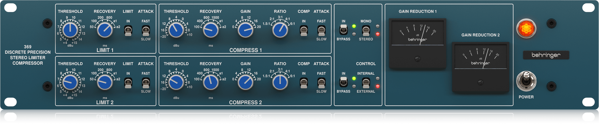 Behringer Rack Compressor Behringer 369 2-channel Rackmounted Stereo Compressor | Music Bliss ...