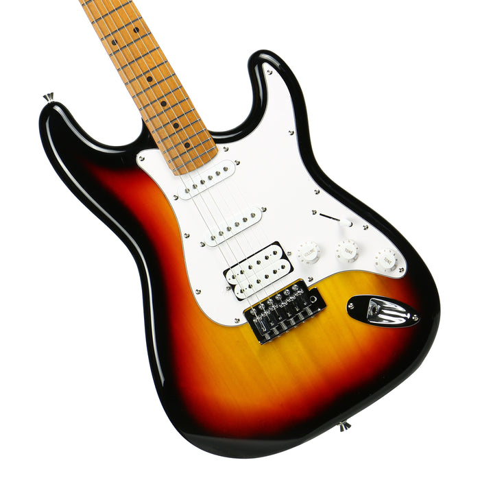 Deviser L-G2S-3TS Budget Beginner Electric Guitar – HSS Strat Style Sunburst for Rock Kapak