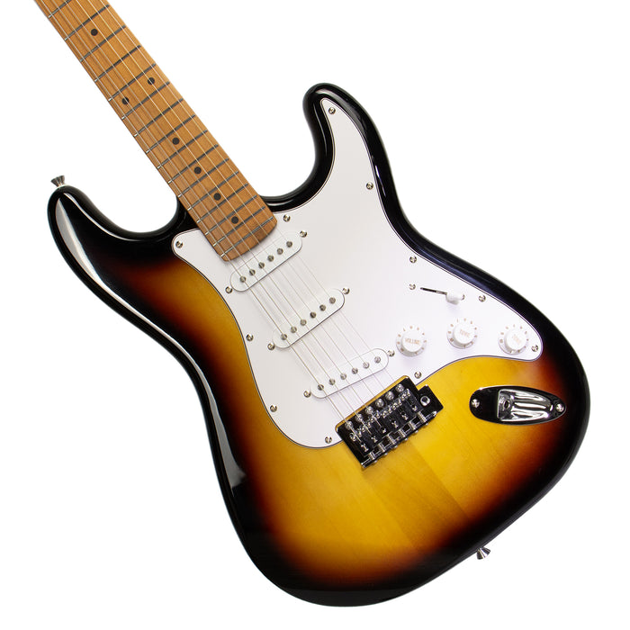 Deviser L-G2-3TS Budget Beginner Electric Guitar – SSS Strat Style Sunburst for Rock Kapak