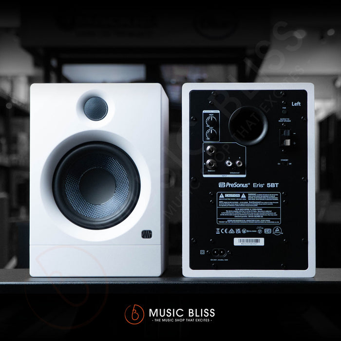 PreSonus Eris 5BT (2nd Generation) 5.25-inch Powered Bluetooth Studio Monitors Pair - White