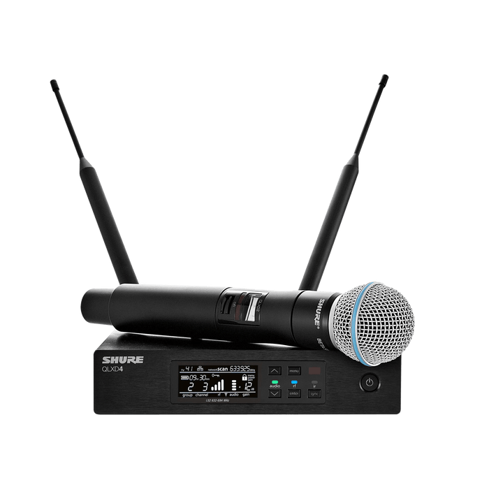 Shure QLXD24/BETA58 Handheld Wireless Microphone System, QLXD4 Receiver & QLXD2/BETA58A Handheld Transmitter