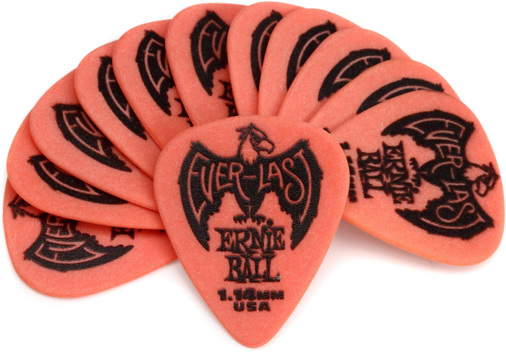 Ernie Ball Everlast Delrin 1.14mm Guitar Picks, Red, 12-Pack