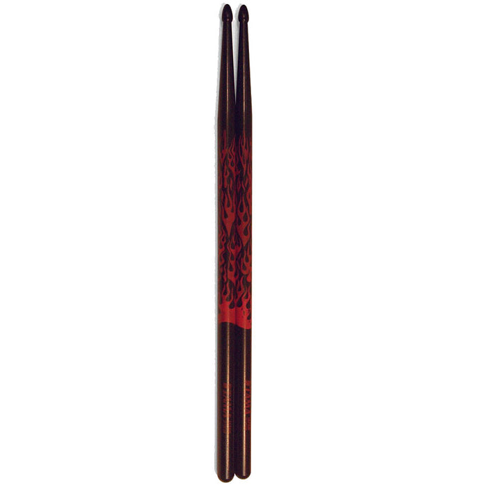 Tama 5A-F-BR Rhythmic Fire Japanese Oak 5A Drumsticks, Black/Red Pattern - Music Bliss Malaysia