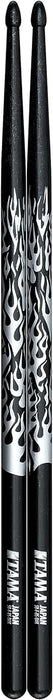 Tama 5B-F-BS Rhythmic Fire Japanese Oak 5B Drumsticks, Black Flame - Music Bliss Malaysia