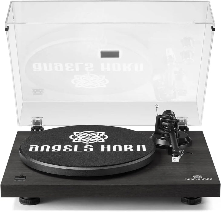 Angels Horn H002BT-BK Bluetooth Turntable Vinyl Record Player (Black) AT3600L Catridge, Best Value Buy Beginner Turntable Vinyl Record Player