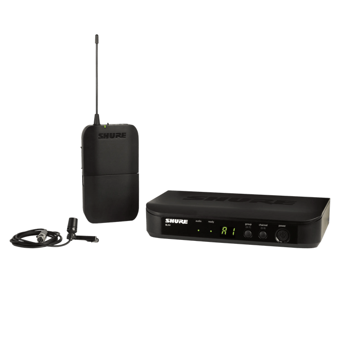 Shure BLX14/CVL Wireless Lavalier Microphone System, BLX4 Receiver, BLX1 Bodypack Transmitter & CVL Cardioid Condenser Lavalier Mic