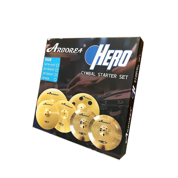 Arborea Hero 2.0 Series Cymbal Set - (14" Hi-Hat /16" Crash /18" Crash /20" Ride)