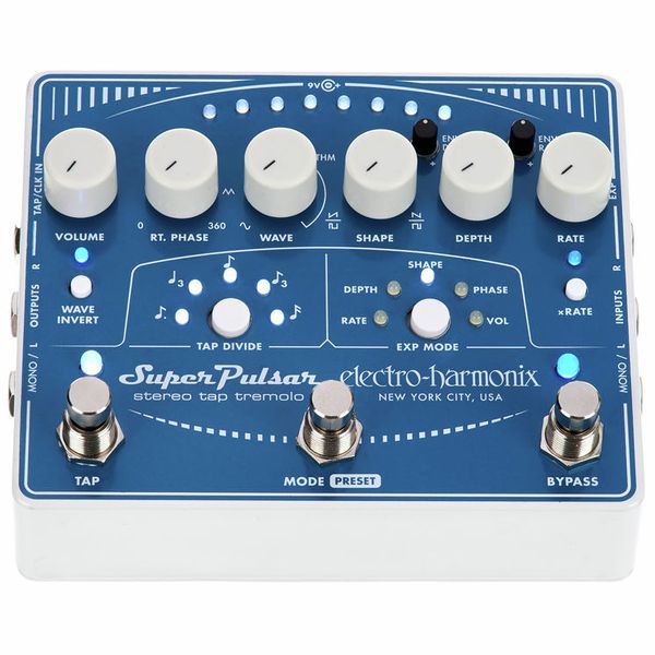 Electro Harmonix Super Pulsar Stereo Tap Tremelo Guitar Effects Pedal