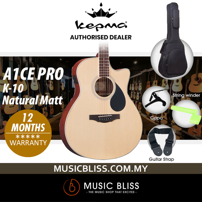 KEPMA A1CEPRO Grand Auditorium Acoustic Guitar with K-10 Pickup - Natural Matt
