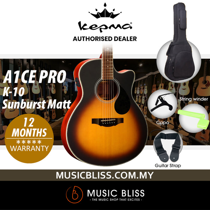 KEPMA A1CEPRO Grand Auditorium Acoustic Guitar with K-10 Pickup - Sunburst