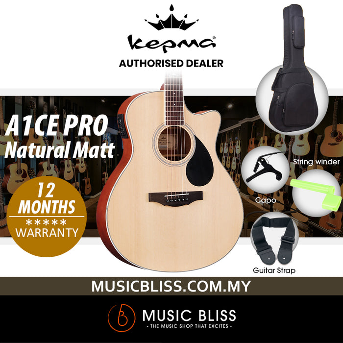 KEPMA A1CEPRO Grand Auditorium Acoustic Guitar with K-1 Pickup - Natural Matt