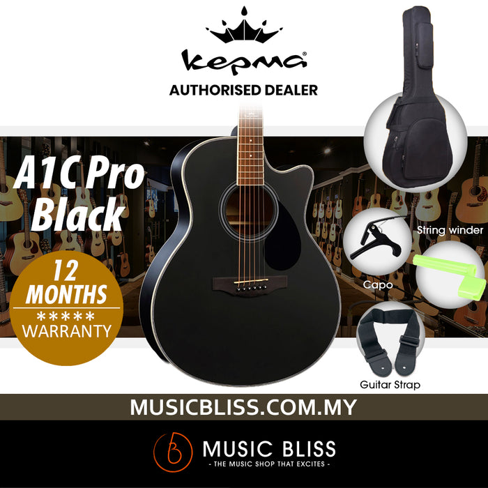 Kepma A1CPRO 41" Grand Auditorium Acoustic Guitar - Black