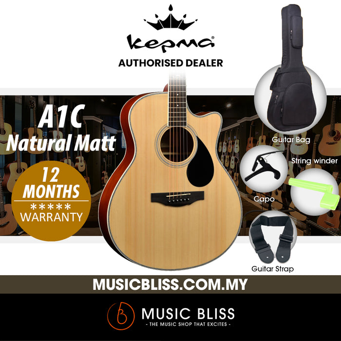KEPMA A1C Grand Auditorium Acoustic Guitar Natural Matt Music
