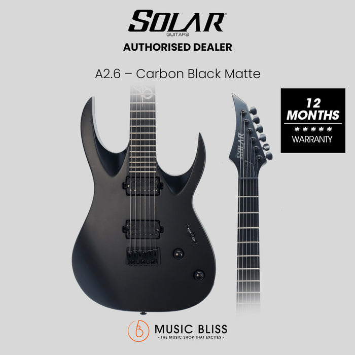 Solar A2.6 Electric Guitar - Carbon Black Matte