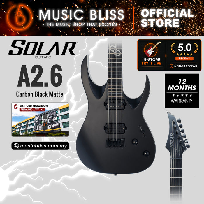 Solar A2.6 Electric Guitar - Carbon Black Matte