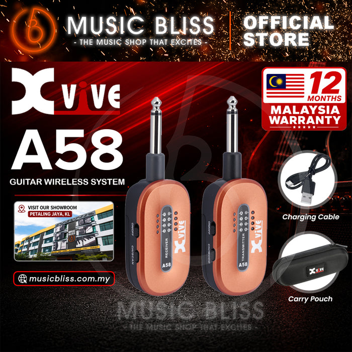 Xvive A58 5.8GHz Guitar Wireless System With 100 Feet Wireless Range - Orange