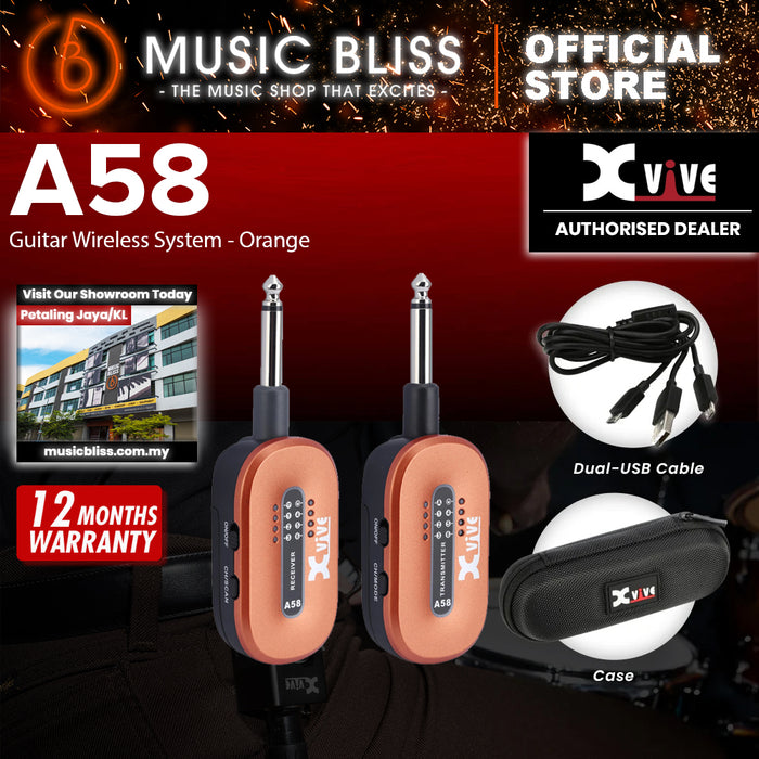 Xvive A58 5.8GHz Guitar Wireless System With 100 Feet Wireless Range - Orange