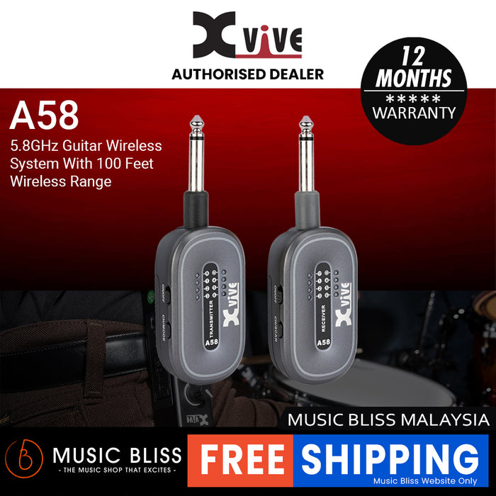 Xvive A58 5.8GHz Guitar Wireless System With 100 Feet Wireless Range [Hard Travel Case Included]