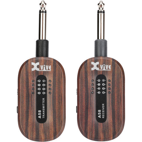 Xvive A58 5.8GHz Guitar Wireless System With 100 Feet Wireless Range [Hard Travel Case Included] - Rosewood
