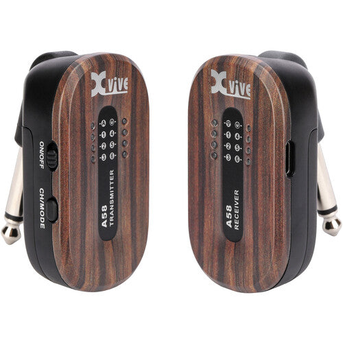 Xvive A58 5.8GHz Guitar Wireless System With 100 Feet Wireless Range [Hard Travel Case Included] - Rosewood