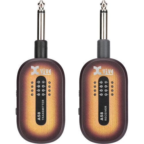 Xvive A58 5.8GHz Guitar Wireless System With 100 Feet Wireless Range [Hard Travel Case Included] - Sunburst