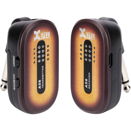 Xvive A58 5.8GHz Guitar Wireless System With 100 Feet Wireless Range [Hard Travel Case Included] - Sunburst