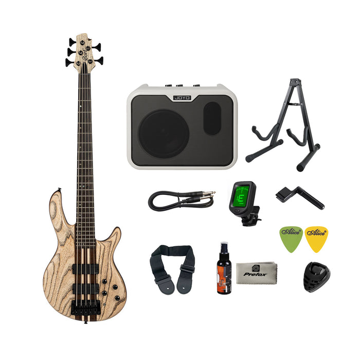 Cort A-5 Ultra Ash Electric Bass with Bag - Etched Natural Black