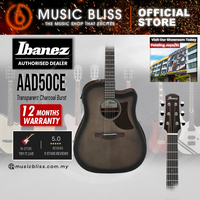 Ibanez AAD50CE Advanced Acoustic-electric Guitar - Transparent Charcoal Burst