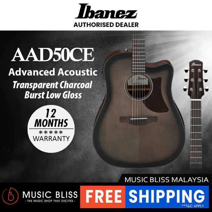 Ibanez AAD50CE Advanced Acoustic-electric Guitar - Transparent Charcoal Burst