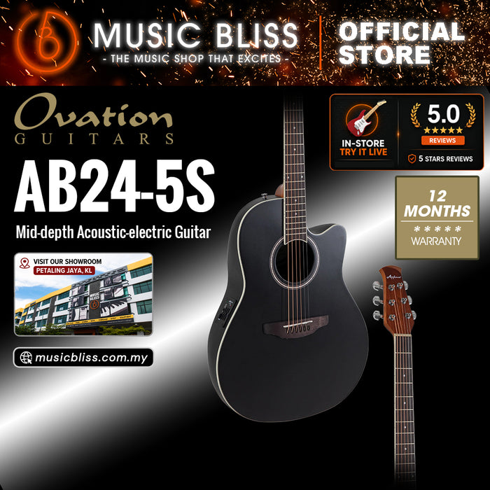 Ovation Applause AB24-5S Mid-depth Acoustic-electric Guitar - Black
