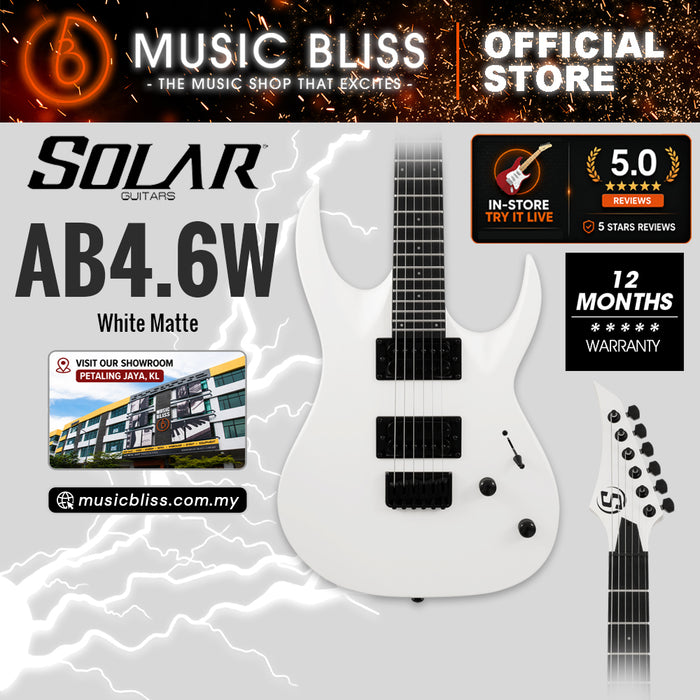 S by Solar AB4.6W Electric Guitar - White Matte