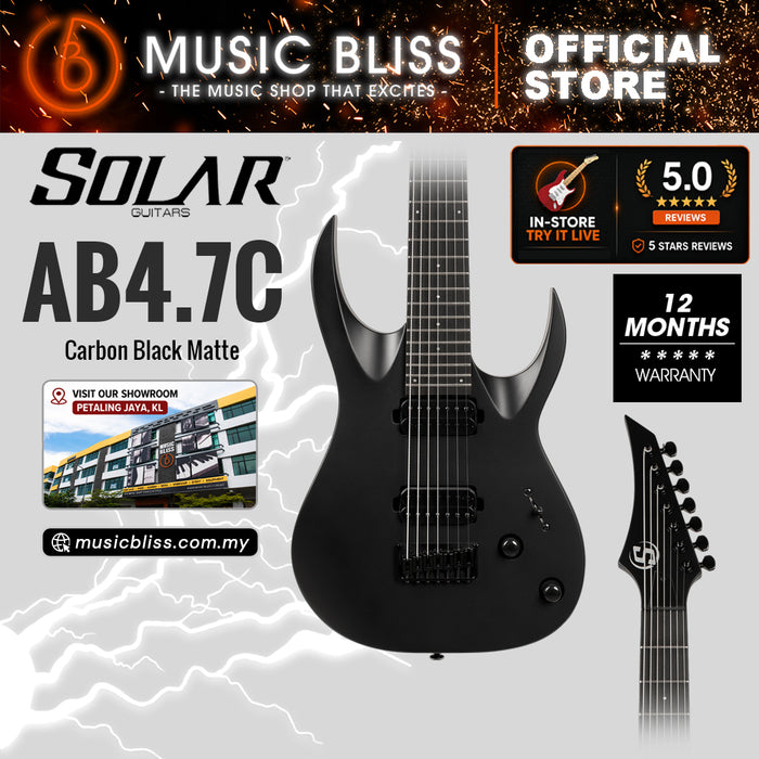 S by Solar AB4.7C 7-String Electric Guitar - Carbon Black Matte