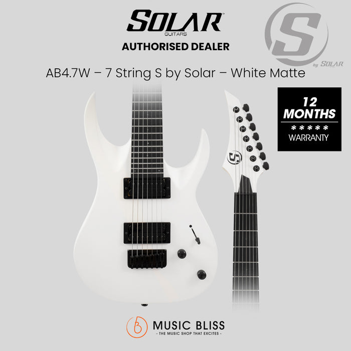 S by Solar AB4.7W 7-String Electric Guitar - White Matte
